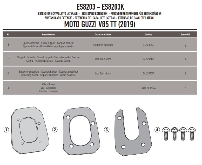 GIVI Kit Estensione Cavalletto per MOTO GUZZI V85 TT 2019 - 2022