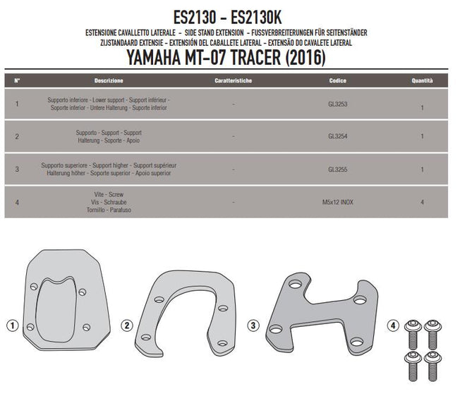 GIVI Kit Estensione Cavalletto per Yamaha Tracer 700 2020 2021 2022