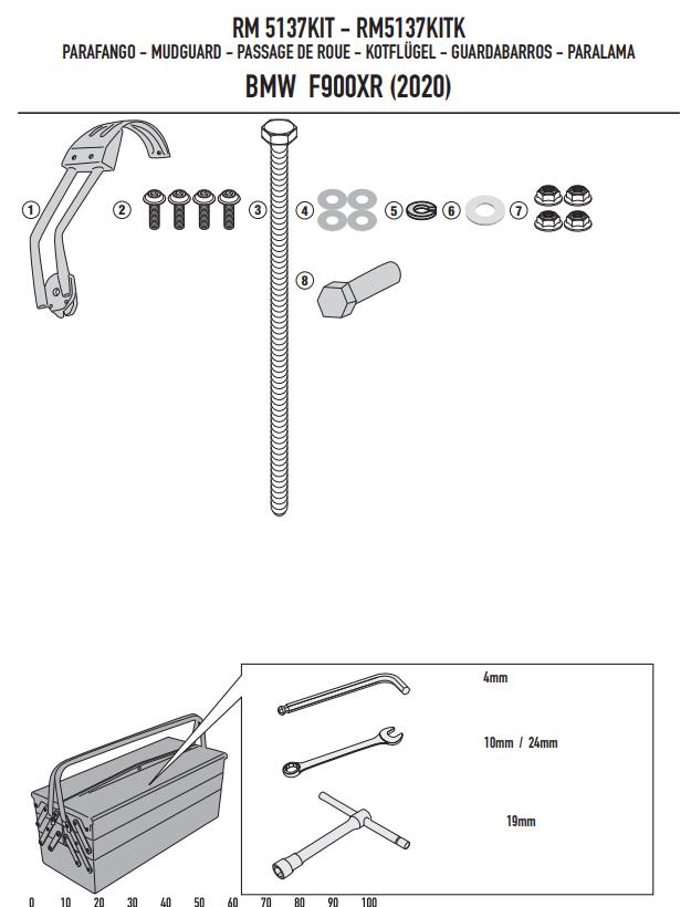 GIVI Kit Parafango RM02 + Attacchi supporti per BMW F 900 R 2020 2021 2022