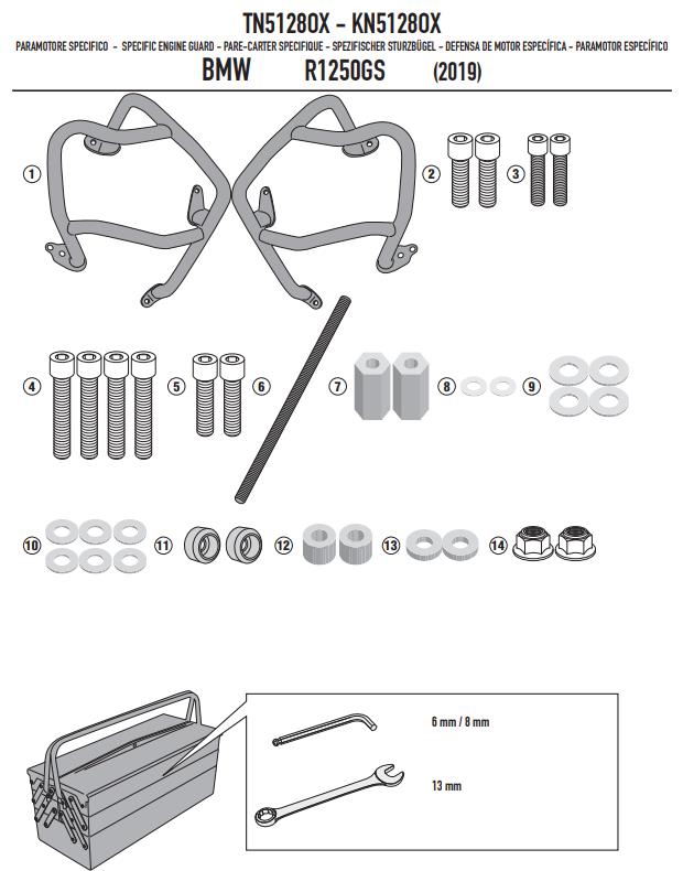 GIVI Kit Paramotore Paracolpi protezione per BMW R 1250 R 2019 2020 2021 2022