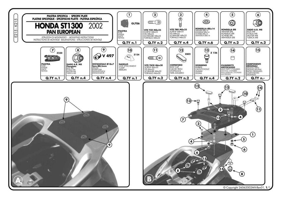 GIVI KIT Piastra per Attacco post. Bauletto Monokey per Yamaha MT-09/SP 2021-22