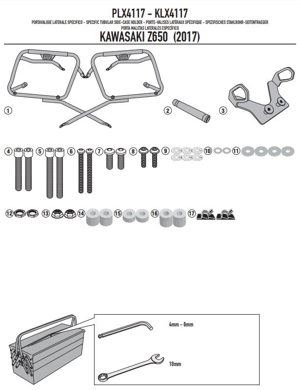 GIVI KIT Portavaligie laterale Monokey per Kawasaki Z 650 2017 - 2022