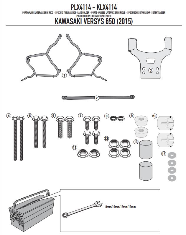 GIVI KIT Portavaligie laterale Monokey per Kawasaki Versys 650 2015 - 2022