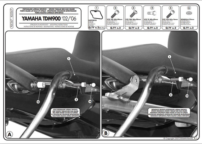 GIVI KIT Portavaligie laterale Monokey per Yamaha TDM 900 2002 - 2014