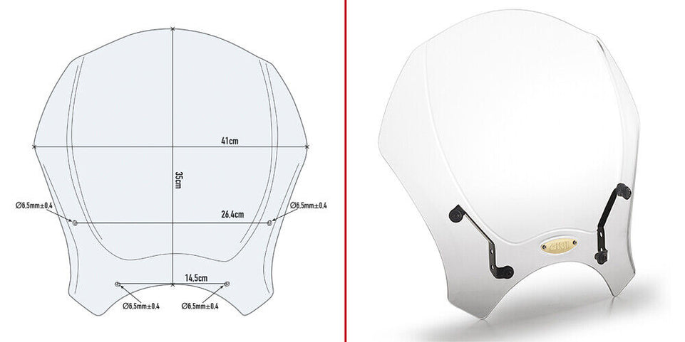 GIVI Cupolino Trasparente Univ. 35x41 per ROYAL ENFIELD Scram 411 2022