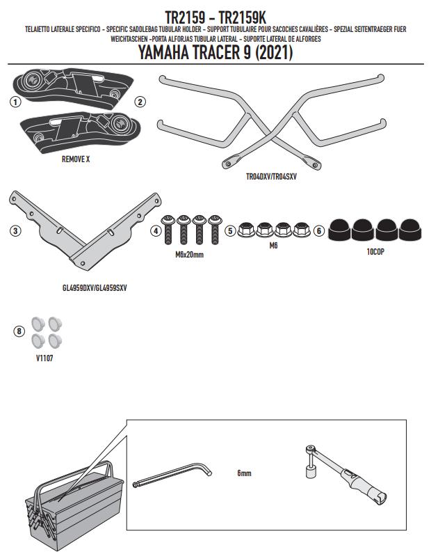 GIVI Telaietto Remove-X per borse laterale YAMAHA Tracer 9 / Tracer 9 GT 2021-23