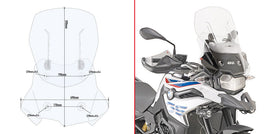 GIVI solo Parabrezza scorrevole trasparente AIRFLOW per BMW F 750 GS 2018-2023
