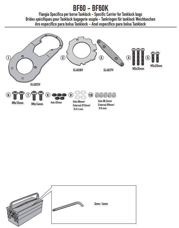 GIVI Flangia per borse da serbatoio TANKLOCK per Yamaha MT-07 2021 2022 2023