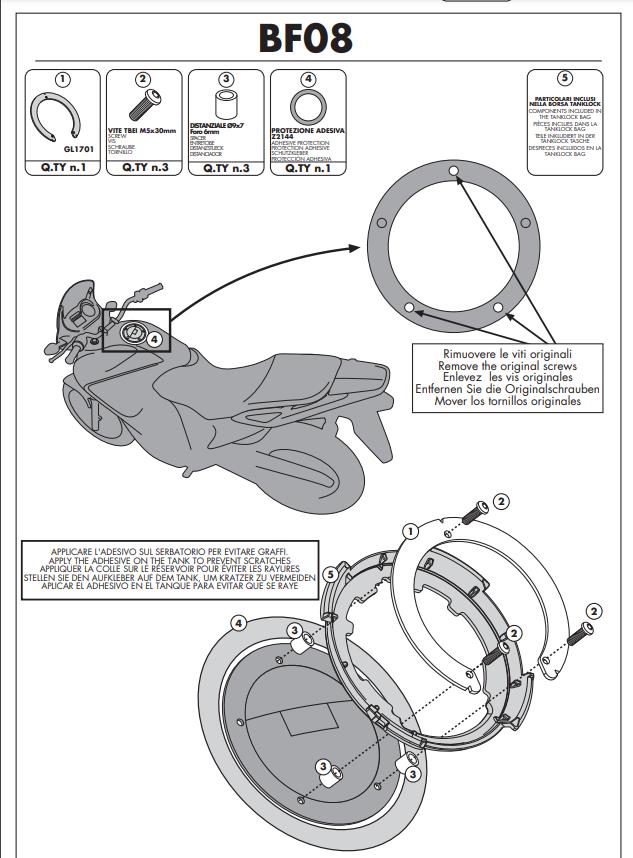 GIVI Flangia per borse da serbatoio TANKLOCK per DUCATI Monster 797 2017 - 2020