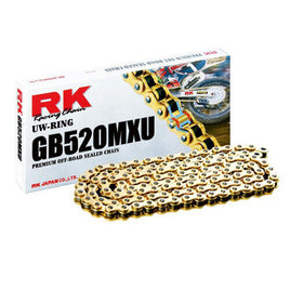 Catena Moto  RK passo 520 cross-enduro professionale con U-RING 120 maglie - oro