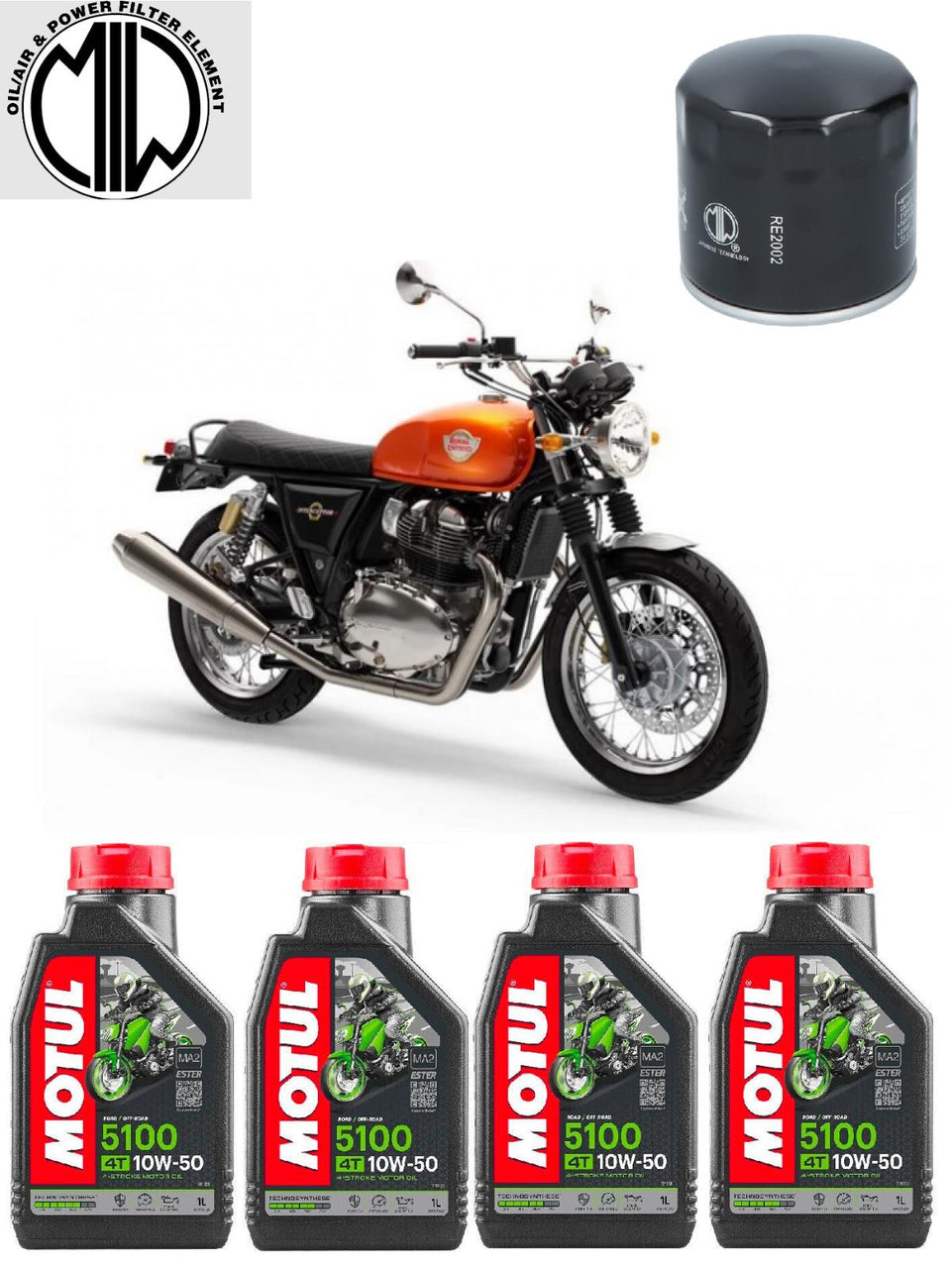 Kit Tagliando 10W50 olio +Filtro per ROYAL ENFIELD CONTINENTAL 535 650 2018-2020