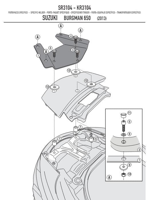KAPPA Attacco + Piastra Monolock Per Suzuki AN 650 Burgman Executive 2013-20