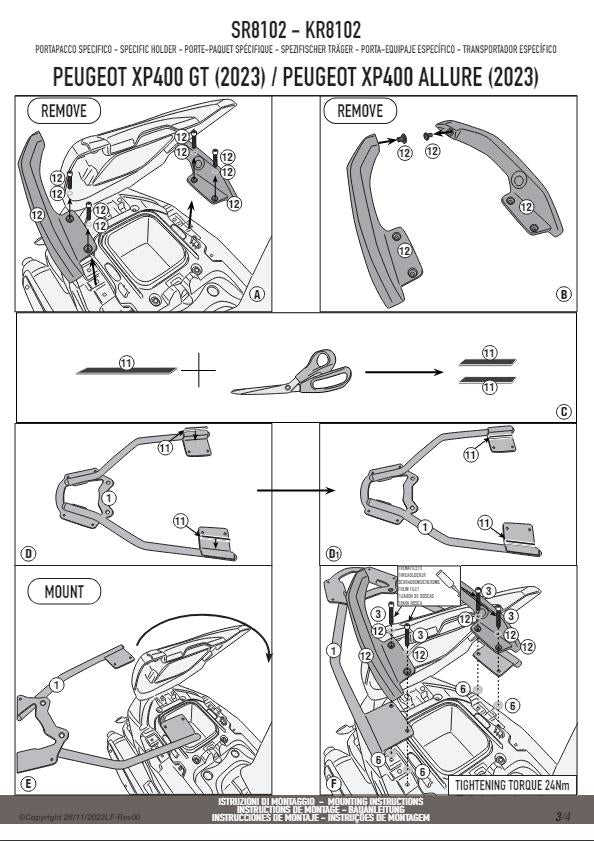 KAPPA Attacco Posteriore Per Piastra Bauletto Per Peugeot XP400 Allure 2023