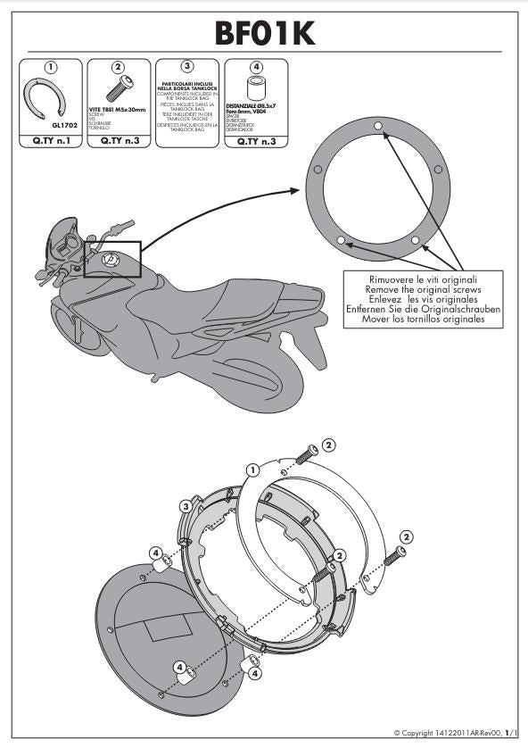 KAPPA Flangia Per Borsa Da Serbatoio Tanklock Per Suzuki GSX 1250 F 2010-2016