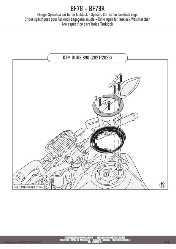 KAPPA Flangia Per Borsa Da Serbatoio Tanklock Per KTM Duke 790 2018-2020
