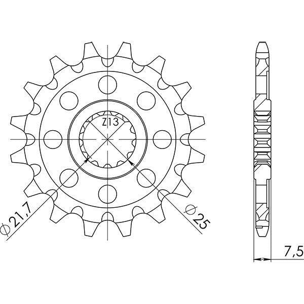 PIGNONE P520 - Z13 PER KAWASAKI 450 KLX R 2008-2020