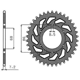 CORONA IN ACCIAIO P428 - Z36 PER KAWASAKI 125 Ar 1982-1993