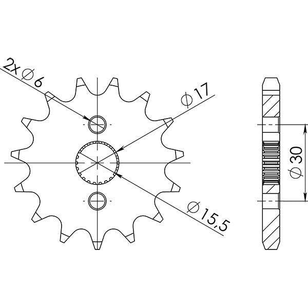 PIGNONE P428 - Z15 PER HONDA 70 XR R 2000-2003