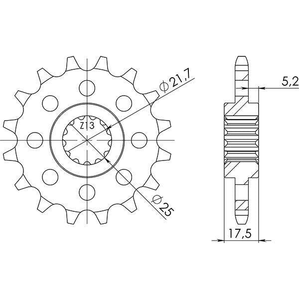 PIGNONE P525 - Z15 PER HONDA 500 CBF 2004-2006