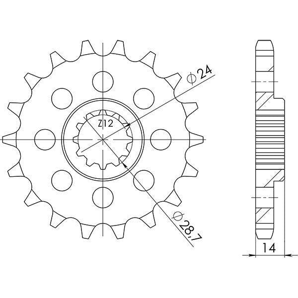 PIGNONE P530 - Z17 PER KAWASAKI 1200 ZRX 2001-2004