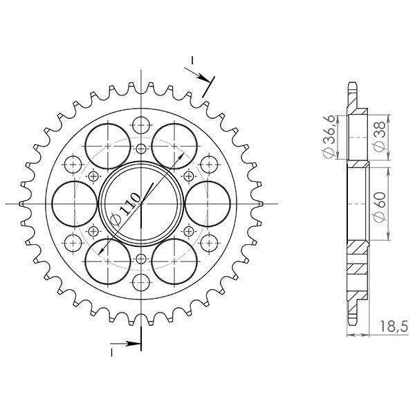 CORONA IN ACCIAIO P525 - Z38 PER DUCATI 1198 1198 S 2009-2011