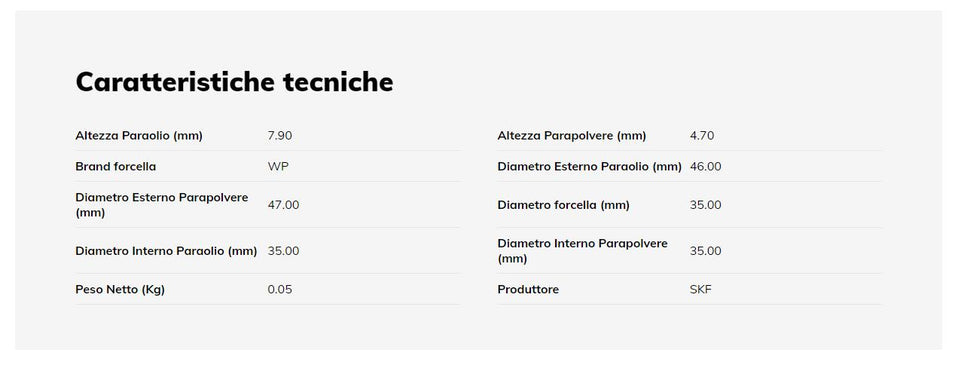 SKF Kit paraolio e parapolvere forcella WP 35 per HUSQVARNA TC 65 2017 - 2024