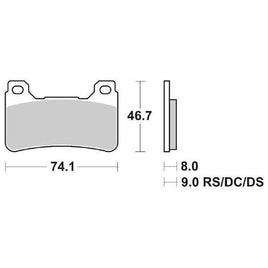 809HS SBS PASTIGLIA FRENO ANT DX o SX per HONDA 800 VFR X Cross Runner 2015-2016