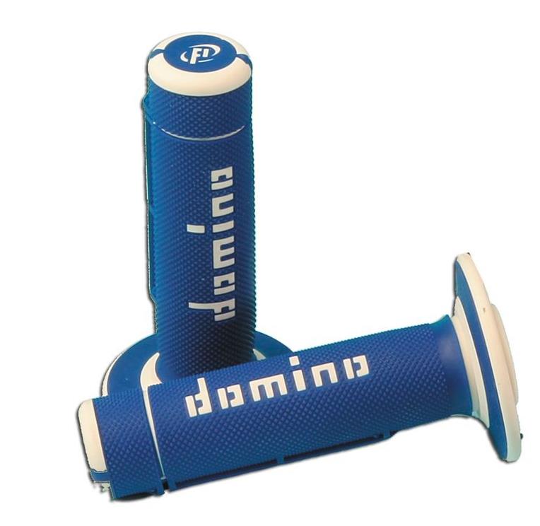 Domino Coppia Manopole Domino enduro universali bianco/blu 120mm