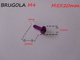VITE IN ERGAL TESTA BOMBATA TCBEI M5X20 VIOLA MOTO SCOOTER UNIVERSALE