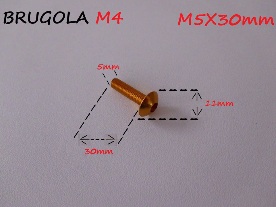 VITE IN ERGAL CARENA TESTA BOMBATA TCBEI M5X30 ORO MOTO / SCOOTER UNIVERSALE