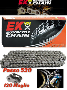 Ek Chains Catena Trasmissione Rinforzata Universale Moto 520 120 Maglie Rapporti