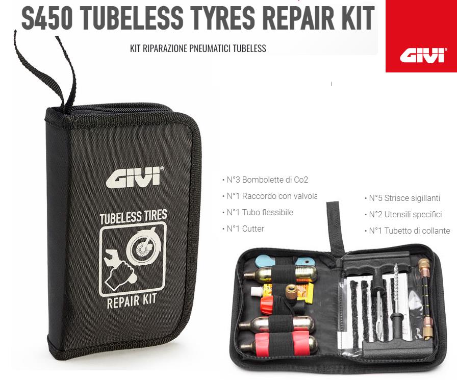 S450 GIVI KIT RIPARAZIONE PNEUMATICI TUBELESS GOMME UNIVERSALE MOTO SCOOTER