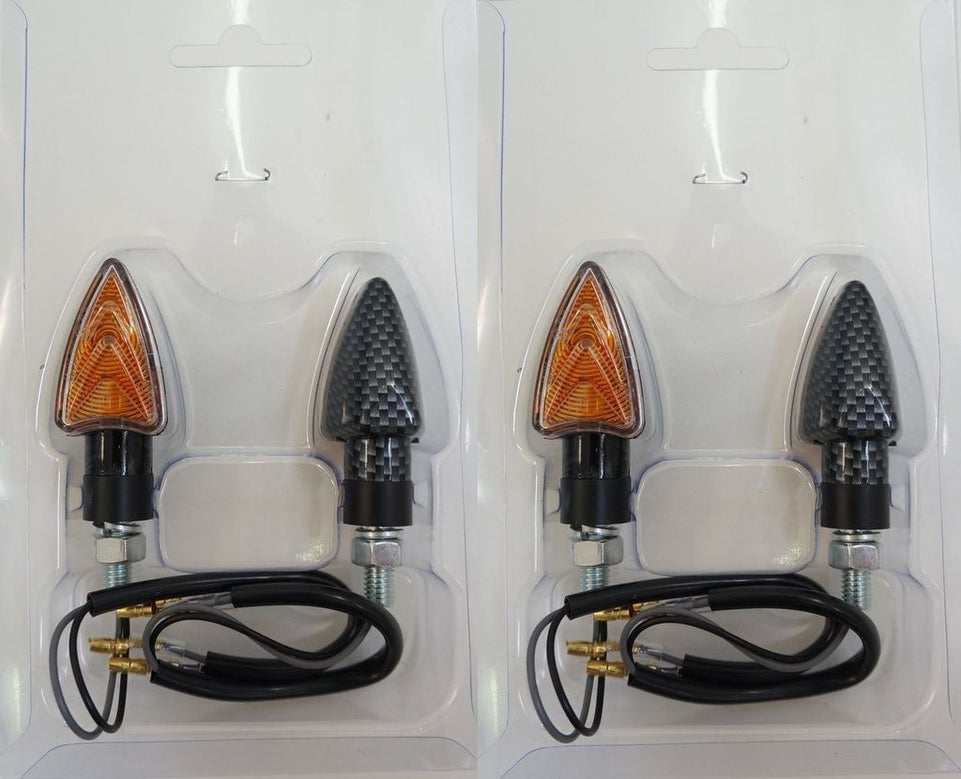 2 COPPIE FRECCE CARBON GAMBO CORTO OMOLOGATE UNIVERSALI per Honda CBR 900 RR