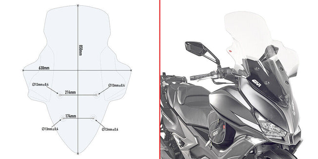 D6104ST GIVI Parabrezza Trasparente + Attacchi per Kymco XCiting S400i 2018