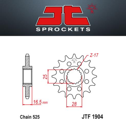 JT Pignone Acciaio 1904 Denti 15 Passo 525 per Ktm 990 Adventure R 10-13