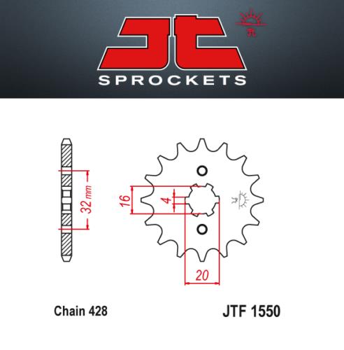 JT Pignone Acciaio 1550 Denti 13 Passo 428 per Husqvarna 125 SMS4 11