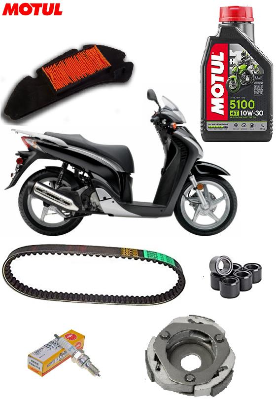 Kit Olio 10w30 Filtro Candela Cinghia Rulli Frizione per Honda SH 125 2001-2012