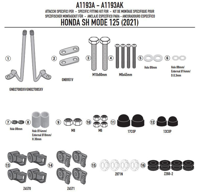 GIVI Attacchi Parabrezza per Honda per Honda SH Mode 125 2021 2022