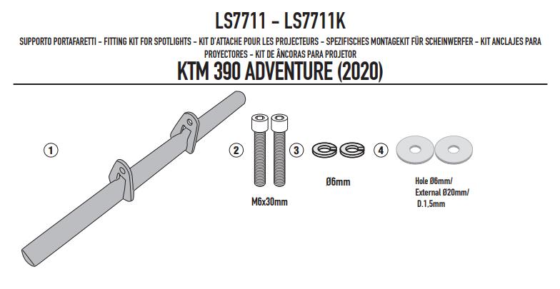 GIVI Kit Attacchi Supporti per Faretti per Ktm 390 Adventure 2020 2021 2022