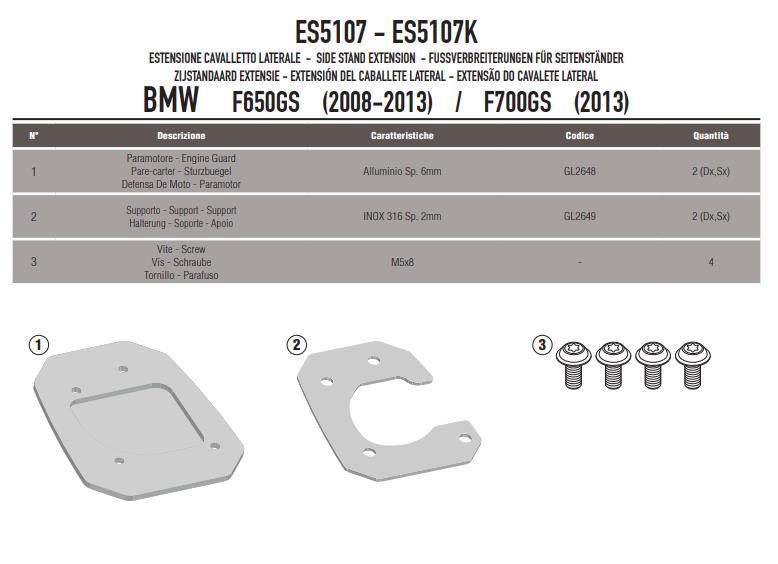 GIVI Kit Estensione Cavalletto per BMW F 650 GS / F 800 GS 2008 - 2017