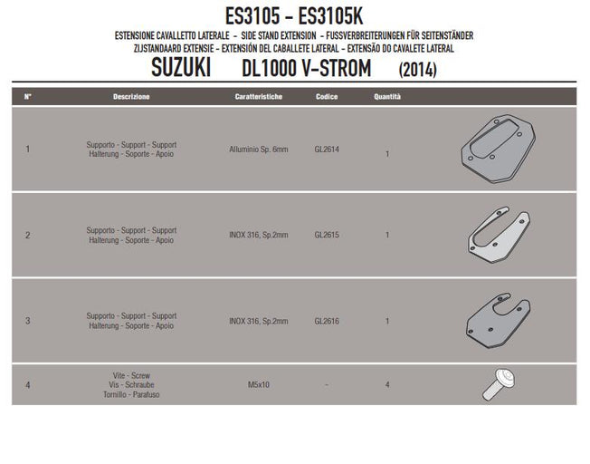 GIVI Kit Estensione Cavalletto per Suzuki V-Strom 1050 2020 2021