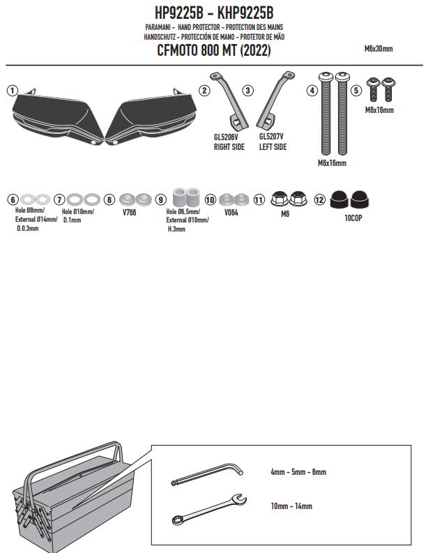 GIVI Kit Paramani protezione in ABS nero per CFMOTO 800 MT 2022