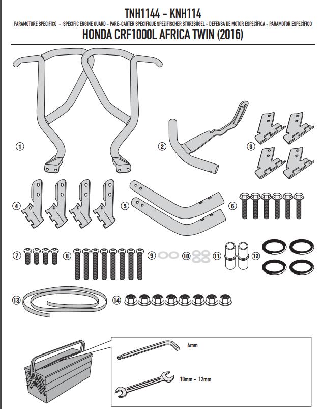 GIVI Kit Paramotore Paracolpi protezione nero per Kawasaki Versys 1000 2015-18