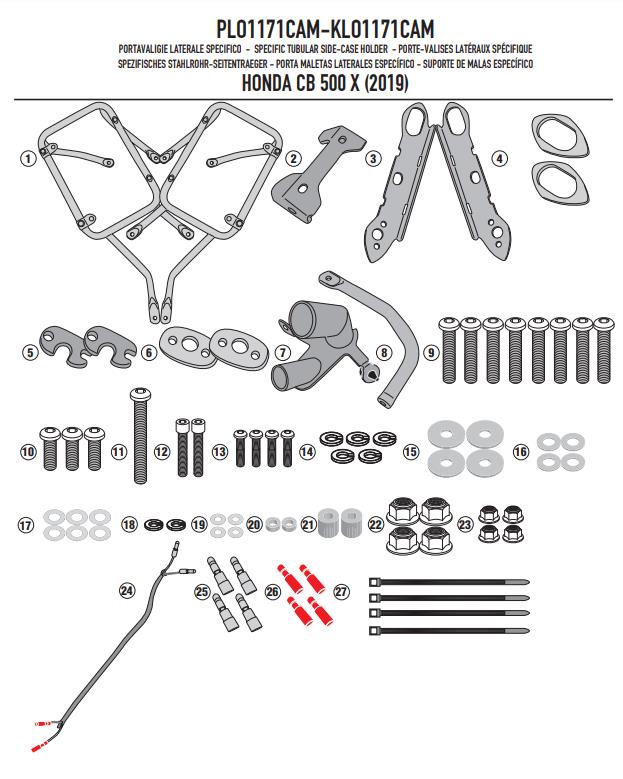 GIVI KIT Portavaligie laterale Monokey per Honda CB 500 X 2019 2020 2021 2022