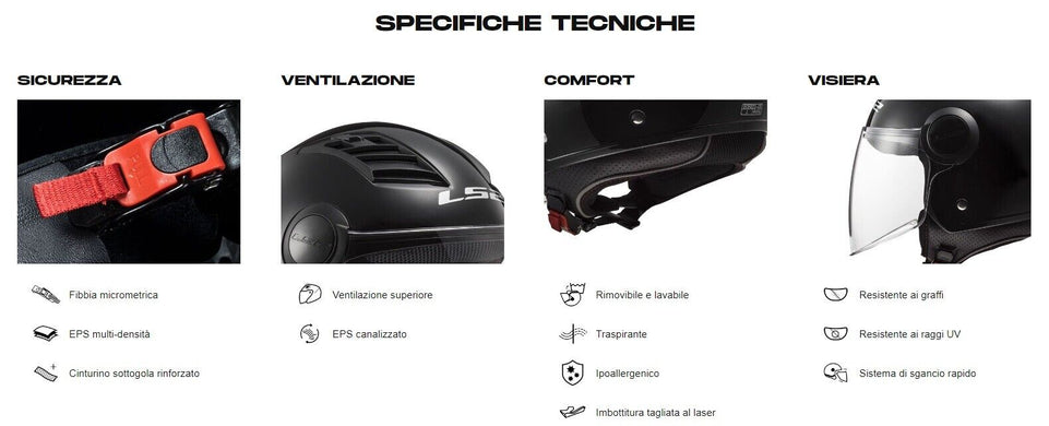 LS2 Casco JET Airflow Scooter Moto Omologato Visiera Lunga OF562 950GR Leggero