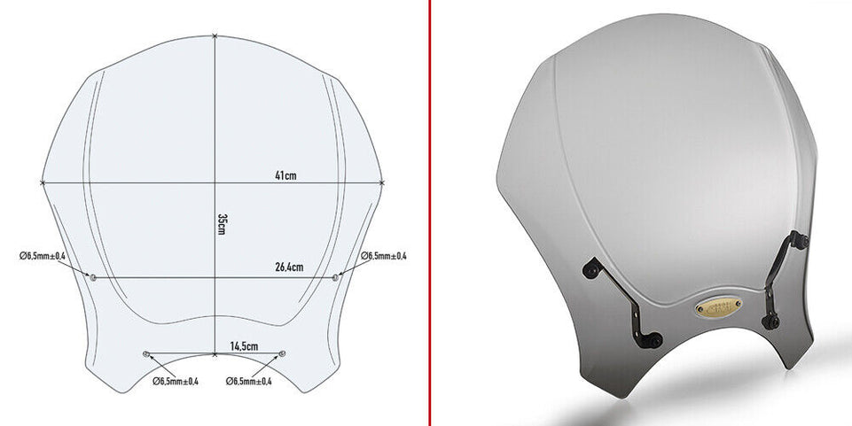 GIVI Cupolino Fumè Universale 35 x 41 per ROYAL ENFIELD Scram 411 2022