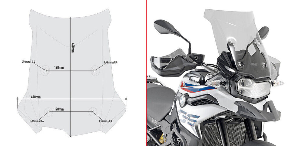 GIVI Cupolino Fumè 44 x 47 per BMW F 750 GS 2018 2019 2020