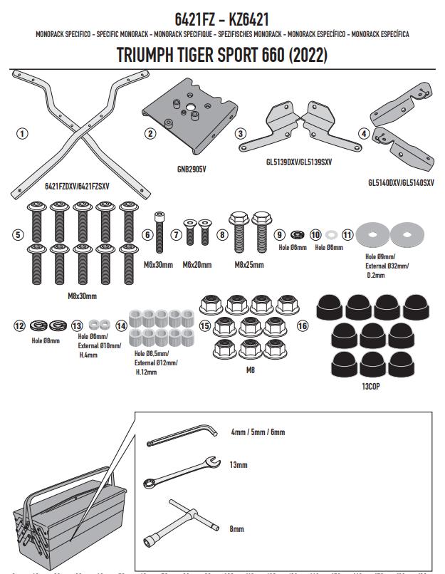 GIVI Attacco post bauletto Monolock/Monokey per TRIUMPH TigerSport 660 2022 2023