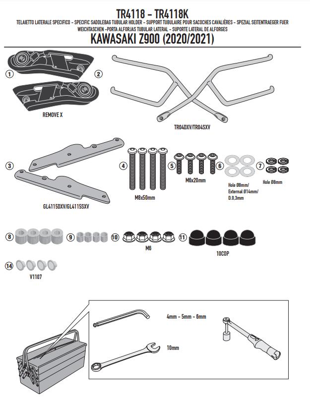 GIVI Telaietto Remove-X per borse laterale KAWASAKI Z 900 2020 2021 2022 2023