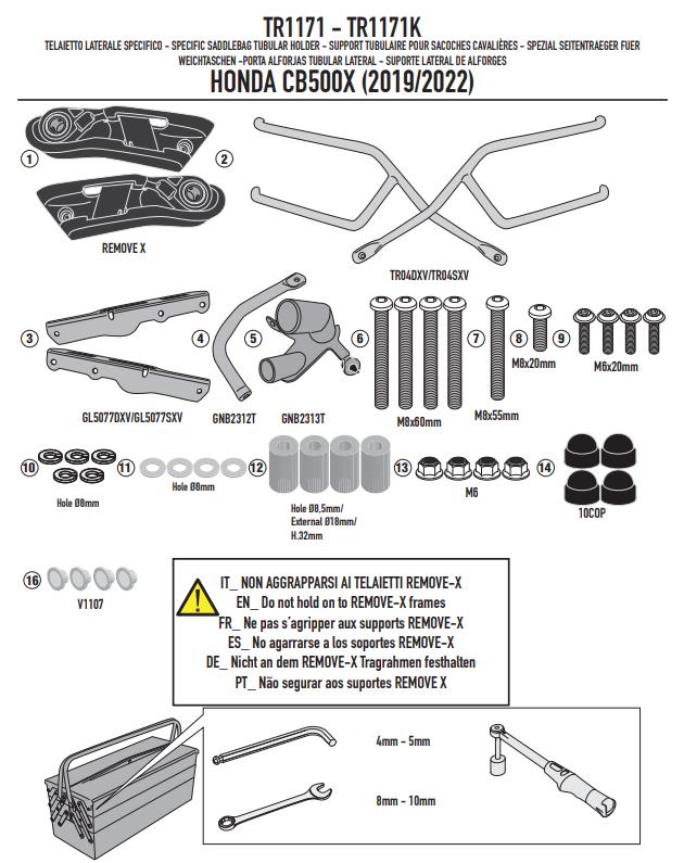 GIVI Telaietto Remove-X per borse laterale per Honda CB 500 X 2019 - 2023